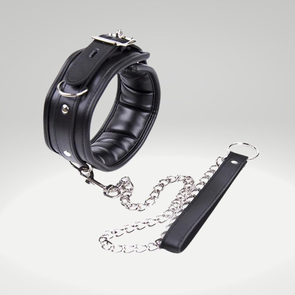 GREY - Kit de Bondage en Cuir (menottes et collier)