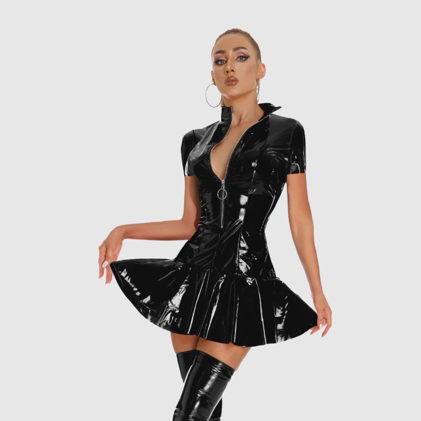 FLARE - Robe jupette en latex brillant