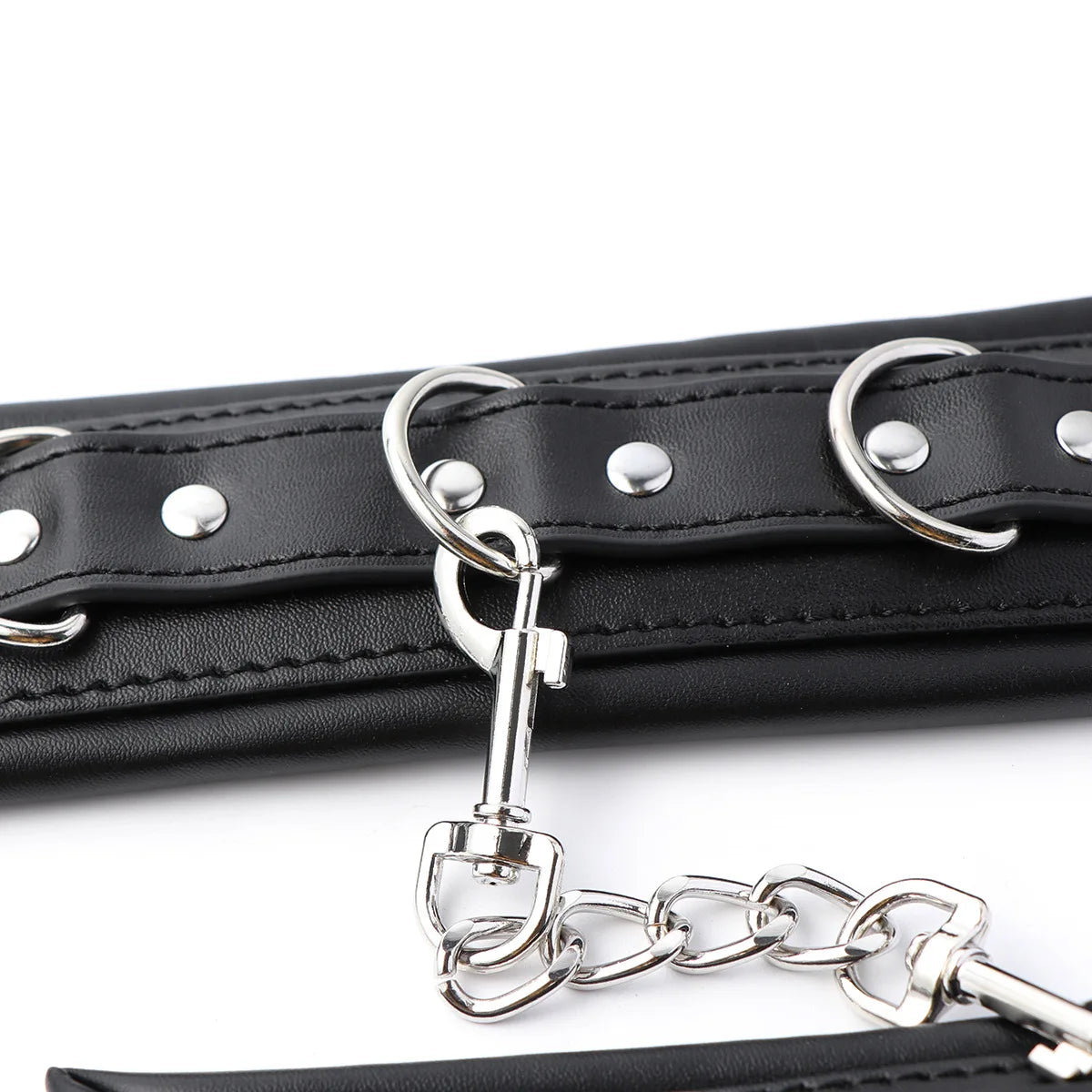 GREY - Kit de Bondage en Cuir (menottes et collier)